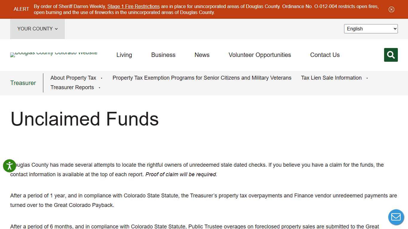 Unclaimed Funds - Douglas County