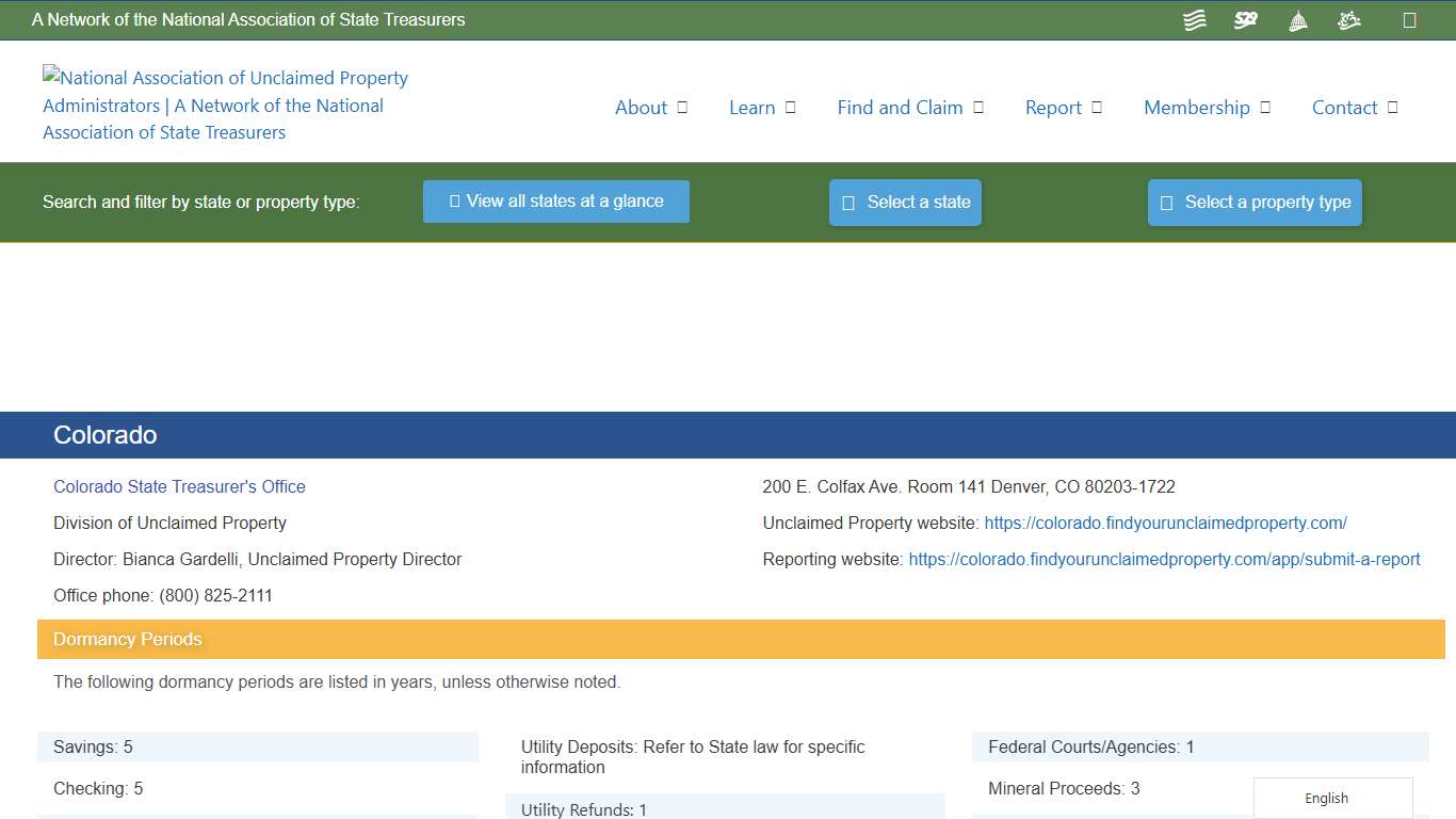 Colorado – National Association of Unclaimed Property Administrators (NAUPA)